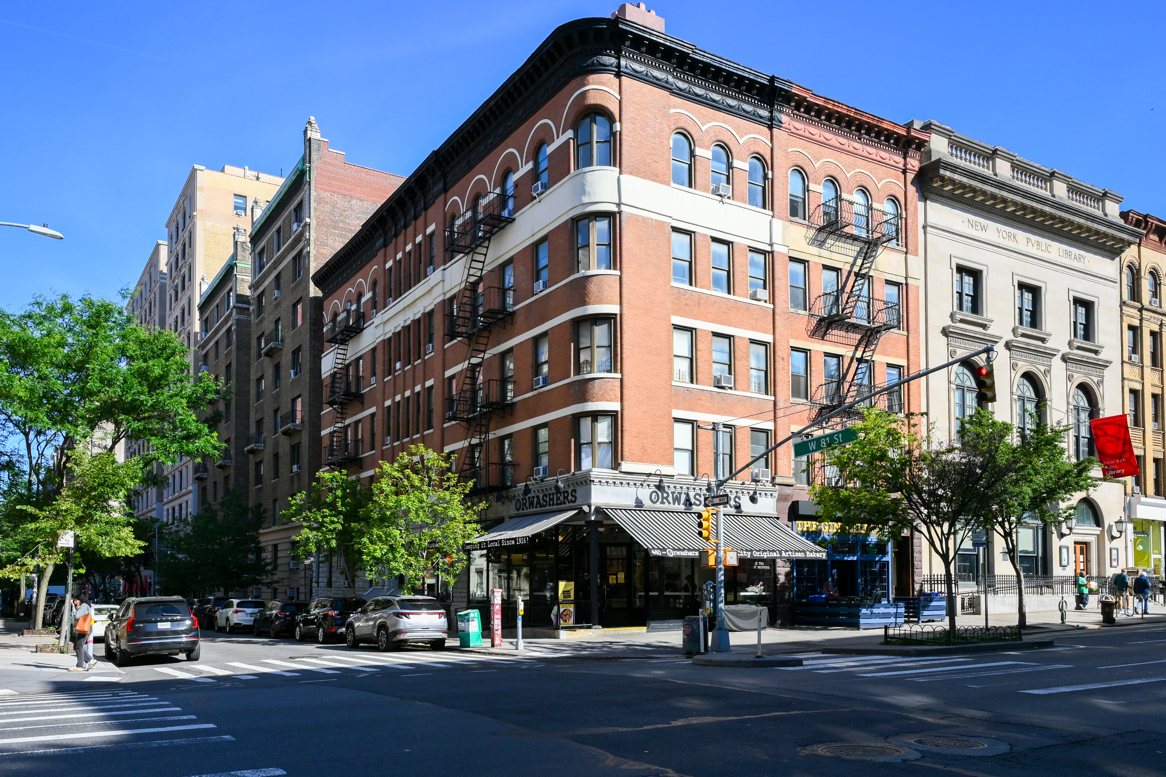 Classic pre-war brownstone and brick corner buildings on the Upper West Side